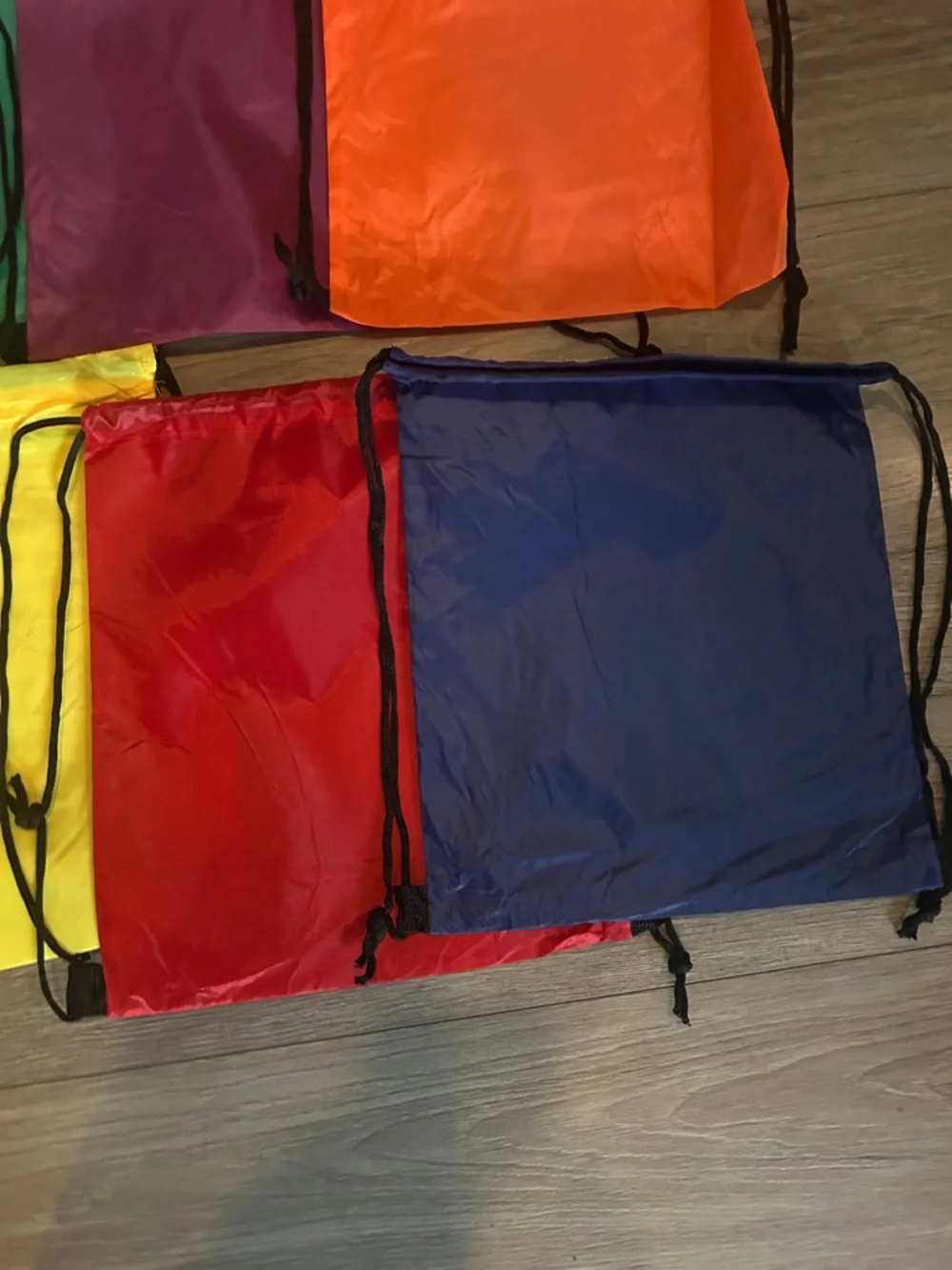 NWOT Sm. Drawstring Sport & Swim Bags lot of‎ 8 Packable Colored Gym Sacks shown